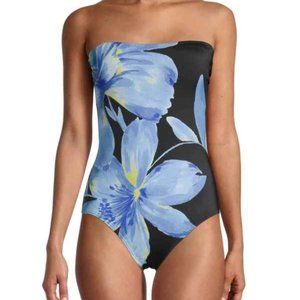 Calvin Klein Floral One-Piece Bandeau Swimsuit